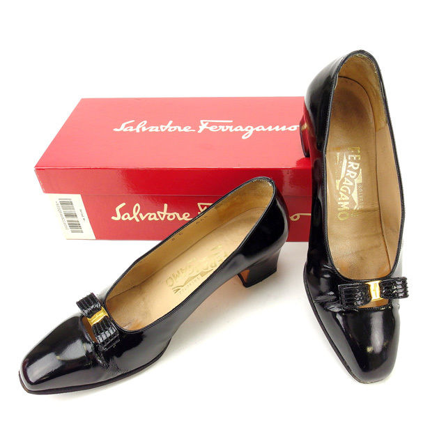 【スプリングセール30％OFF】サルヴァトーレ フェラガモ パンプス ＃6C ブラック Salvatore Ferragamo 【フェラガモ】 m1296s 【中古】