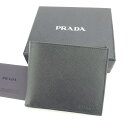 【お買い物マラソン30％OFF】プラダ 二つ折り札入れ ロゴ ブラック PRADA 【プラダ】 n330s 【中古】