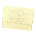 【春の大感謝祭 30％OFF】シャネル 三つ折り 財布 キャビアスキン×ココマーク ベージュ レザー CHANEL 三つ折りサイフ サイフ 財布 折りタタミ 三つ折り財布財布 ユニセックス 小物 【シャネル】 P527 【中古】