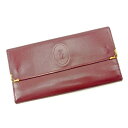 【スプリングセール】カルティエ がま口 財布 長財布 マストライン ボルドー×ゴールド レザー Cartier 【カルティエ】 t15027s 【中古】