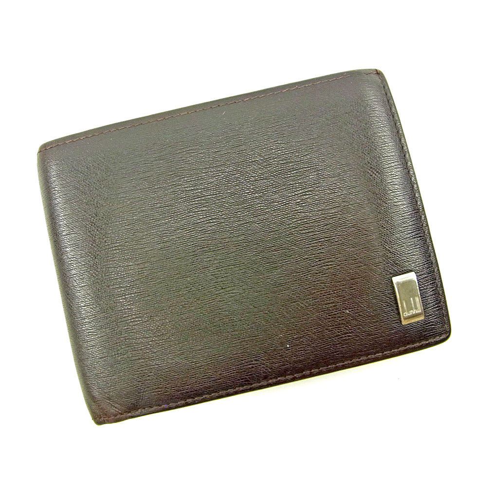 【スプリングセール30％OFF】ダンヒル 二つ折り 財布 ロゴプレート ダークブラウン レザー dunhill 【ダンヒル】 t10601s 【中古】