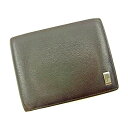 ダンヒル 二つ折り 財布 ロゴプレート ダークブラウン レザー dunhill 【ダンヒル】 t10601s 【中古】