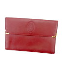 【スプリングセール】カルティエ Cartier クラッチポシェット 財布 マルチケース メンズ可 ボルドー レザー 【カルティエ】 T11703 【中古】