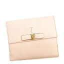 【スプリングセール】サルヴァトーレ フェラガモ Wホック財布 二つ折り 財布 ヴァラリボン ピンク レザー Ferragamo 【フェラガモ】 t1230s 【中古】(4)