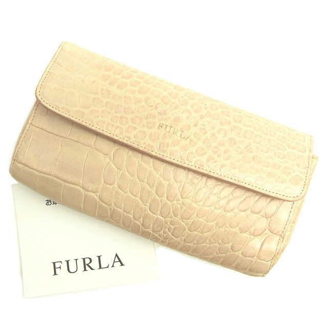 【スプリングセール30％OFF】フルラ FURLA ポーチ 化粧ポーチ レディース ピンク レザー 【フルラ】 T1338 【中古】