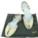 【スプリングセール】フェンディ サンダル ストラップサンダル #37 12 ズッキーノ ゴールド×グレー キャンバス FENDI 【フェンディ】 t2173s ...