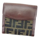 【冬のTHEセール 30%OFF】フェンディ Wホック財布 Wホック ズッカ ブラウン×ブラック×ベージュ キャンバス×レザー FENDI 【フェンディ】 t2421s 【中古】