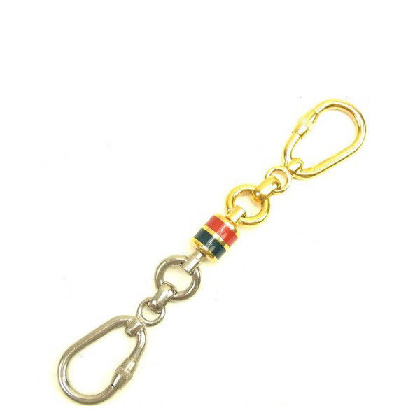 【スプリングセール30％OFF】グッチ キーホルダー ブランドキーホルダー キーホルダー キーリング アウトレット 夏 アイテム ゴールド×シルバー レア ゴールド×シルバー シェリー 送料無料 【中古】 t653