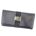 【スプリングセール】サルヴァトーレ フェラガモ ファスナー財布 長財布 ヴァラ金具 ブラック×ゴールド レザー Salvatore Ferragamo ファスナ...
