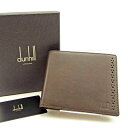 【スプリングセール30％OFF】ダンヒル Dunhill 二つ折り札入れ 二つ折り財布 メンズ可 ダークブラウン系 レザー 【ダンヒル】 T939 【中古】