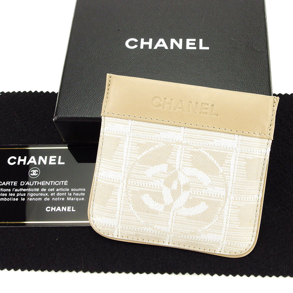 【スプリングセール30％OFF】シャネル CHANEL コインケース ケース 小銭入れ キーケース レディース メンズ 可 ヴィンテージ ベージュ×シルバー ナイロンジャガード×レザー 【シャネル】 T3838 【中古】