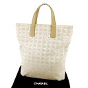 【春の大感謝祭 30％OFF】シャネル CHANEL トートバッグ バック トート ハンドバッグ バック オールドシャネル ニュートラベルライン レディース メンズ ベージュ×シルバー クリスマス プレゼント バック 収納 兼用 【シャネル】 T4073 【中古】