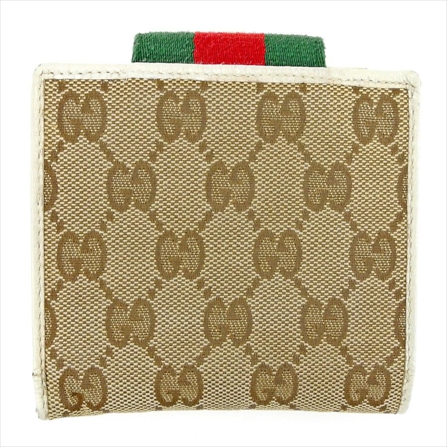 【秋SALEクーポン】グッチ 二つ折り 財布 ウェビングライン GGキャンバス ベージュ×ブラウン×グリーン×レッド系 キャンバス×レザー GUCCI 二つ折りサイフ 財布 サイフ 収納ブランド財布 ユニセックス 小物 人気 男性 女性 【グッチ】 T4476 【中古】のサムネイル