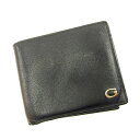 【春の大感謝祭 30％OFF】グッチ 二つ折り 財布 Gマーク ブラック レザー GUCCI 【グッチ】 t4724s 【中古】