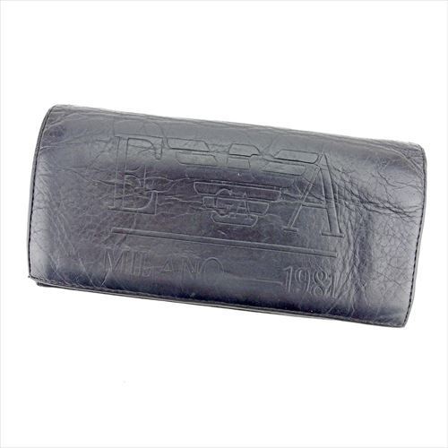 【スプリングセール】エンポリオ アルマーニ 長財布 ファスナー付き 財布 イーグルマーク ブラック シルバー レザー EMPORIO ARMANI 【エンポリオ アルマーニ】 t5659s 【中古】