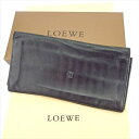 【春の大感謝祭 30％OFF】ロエベ LOEWE 長札入れ 札入れ メンズ ブラック レザー 【ロエベ】 T5771 【中古】