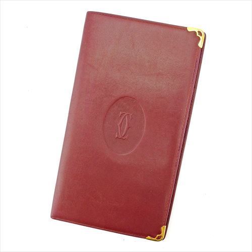 【スプリングセール】カルティエ 長札入れ 札入れ マストライン ボルドー ゴールド レザー Cartier 【カルティエ】 t5772s 【中古】