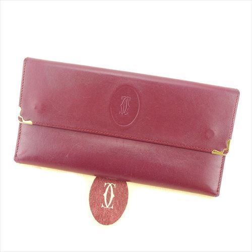 【スプリングセール】カルティエ 長財布 財布 ガマ口 マストライン ボルドー ゴールド レザー Cartier 長サイフ サイフ 収納ブランド財布 ユニセックス 小物 【カルティエ】 T5889 【中古】