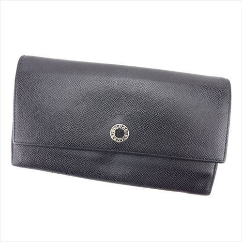 【スプリングセール】ブルガリ 長財布 ファスナー付き 長財布 ブルガリ ブルガリ ブラック レザー BVLGARI 【ブルガリ】 t5913s 【中古】