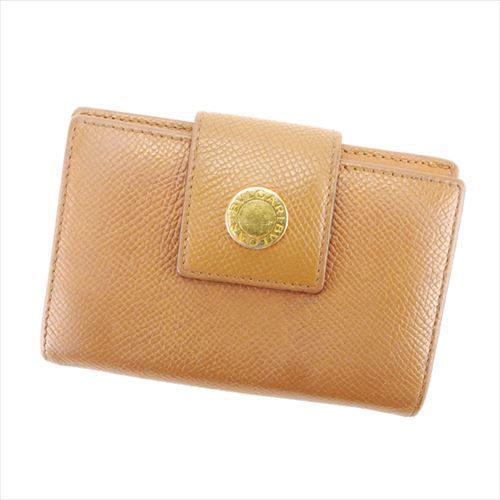 【スプリングセール30％OFF】ブルガリ BVLGARI カードケース カード 名刺入れ レディース メンズ 可 ライトブラウン レザー 【ブルガリ】 T6021 【中古】