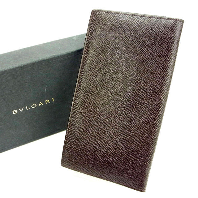 【スプリングセール30％OFF】ブルガリ 長札入れ グレインレザー ブラウン BVLGARI 【ブルガリ】 t15220s 【中古】