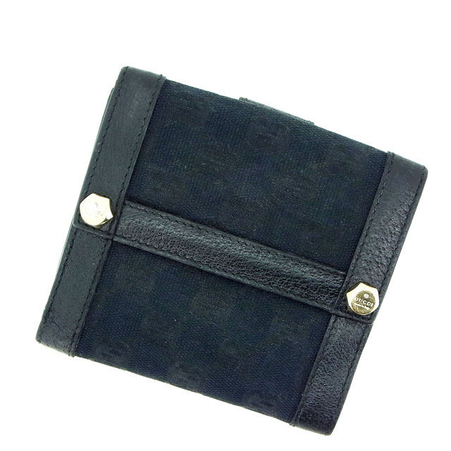 【ブラックフライデー30％OFFクーポン】グッチ Wホック財布 ブランド財布 さいふ 二つ折り アウトレット 夏 アイテム ブラック GG柄 送料無料 【中古】 t14300 ブランド ハイブランド ヴィンテージ 送料無料