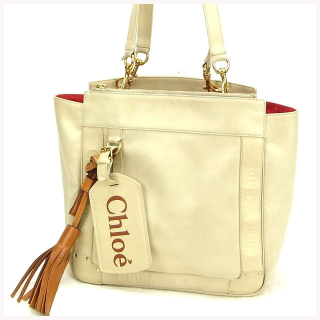 【スプリングセール30％OFF】クロエ トートバッグ バック ワンショルダー フリンジ付き ベージュ Chloe 【クロエ】 t12957s 【中古】