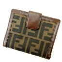 【冬のTHEセール 30 OFF】フェンディ Wホック財布 ズッカ ブラウン×ベージュ×ブラック FENDI 【フェンディ】 t15953s 【中古】