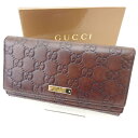 【スプリングセール】グッチ 長財布 グッチシマ ブラウン GUCCI 長サイフ サイフ 収納 ユニセックス 小物 【グッチ】 T14598 【中古】