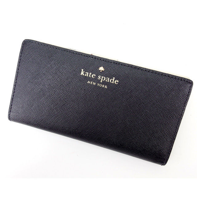 【スプリングセール30％OFF】ケイト スペード 長財布 ドット ブラック×ホワイト kate spade 【ケイト・スペード】 t12192s 【中古】