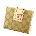 【スプリングセール】グッチ 二つ折り財布 ラウンドファスナー GGキャンバス ピンク×ベージュ GUCCI 【グッチ】 t12397s 【中古】(4)