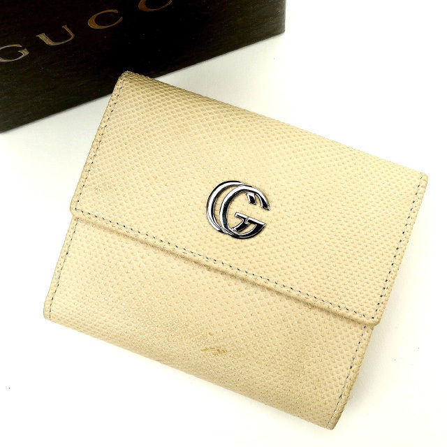 グッチ Wホック財布 パイソン ベージュ×ピンク GUCCI 【グッチ】 t12457s 【中古】