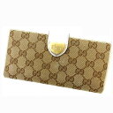 【スプリングセール】グッチ 長財布 ブランド財布 さいふ Wホック アウトレット 夏 アイテム ホワイト×ベージュ GGキャンバス 送料無料 t11760 【中古】(4)