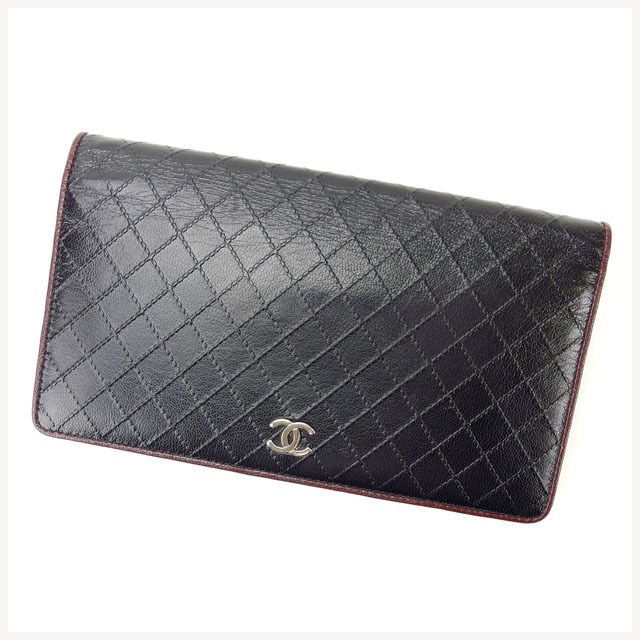 【スプリングセール30％OFF】シャネル 長財布 マトラッセ ボルドー×ブラック CHANEL 【シャネル】 t11321s 【中古】