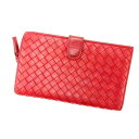 【春の大感謝祭 30％OFF】ボッテガ ヴェネタ 長財布 イントレチャート レッド BOTTEGA VENETA 長サイフ サイフ 収納 ユニセックス 小物 【ボッテガ・ヴェネタ】 T12735 【中古】