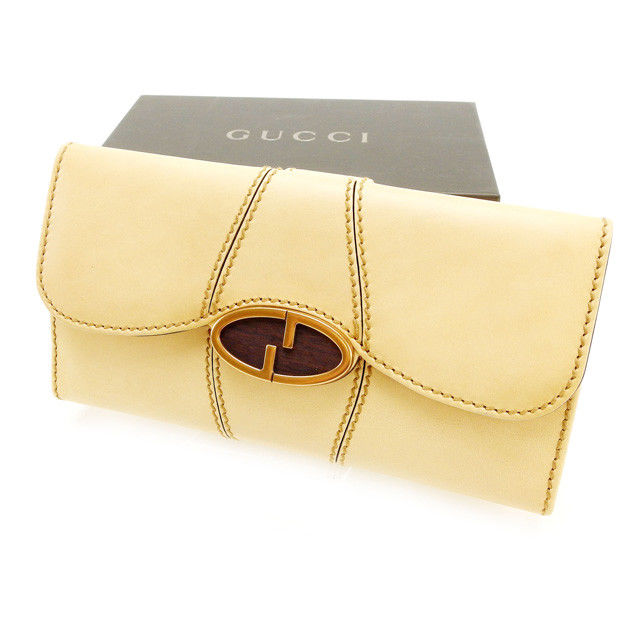 【スプリングセール30％OFF】グッチ 長財布 さいふ Wホック ベージュ GUCCI 長サイフ サイフ 収納 財布 さいふ ユニセックス 小物 人気 贈り物 迅速発送 在庫処分 1点物 T12399 ! 【中古】