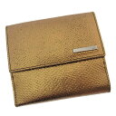 【スプリングセール】グッチ Wホック財布 二つ折り ロゴプレート付き リザード調 ゴールド×ブラックシルバー GUCCI 【グッチ】 t15243s 【中古】