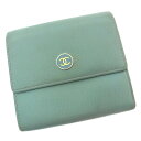 【スプリングセール】シャネル Wホック財布 三つ折り コンパクトサイズ ココボタン ブルー×ゴールド CHANEL 【シャネル】 t13834s 【中古】(4)