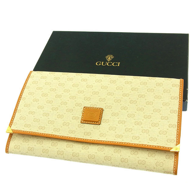 【楽天スーパーSALE】グッチ 長財布 パスポートケース ヴィンテージ マイクロGG ベージュ×ライトブラウン×ゴールド GUCCI 【グッチ】 t12304s 【中古】