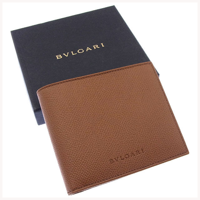 【スプリングセール30％OFF】ブルガリ 二つ折り札入れ コンパクトサイズ ロゴ ライトブラウン BVLGARI 【ブルガリ】 t15923s 【中古】