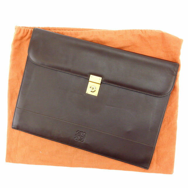 【スプリングセール30％OFF】ロエベ ドキュメントケース 書類ケース ブラウン LOEWE 【ロエベ】 t15242s 【中古】