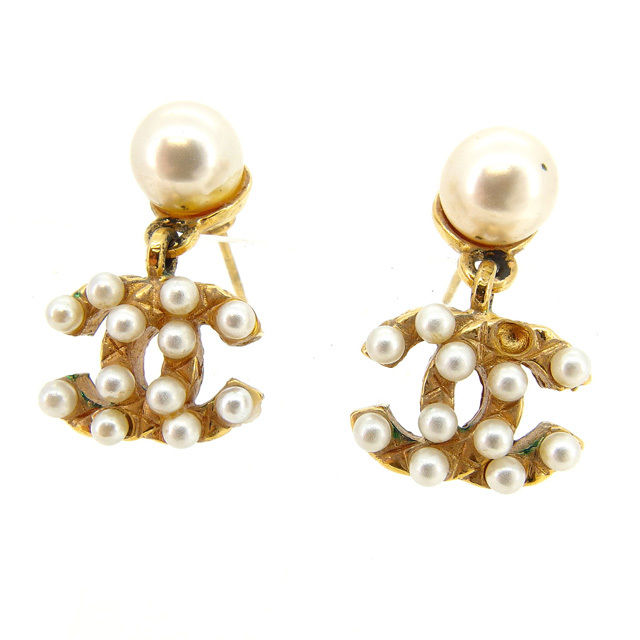 【スプリングセール30％OFF】シャネル CHANEL ピアス アクセサリー レディース ゴールド×パール 【シャネル】 T14562 【中古】