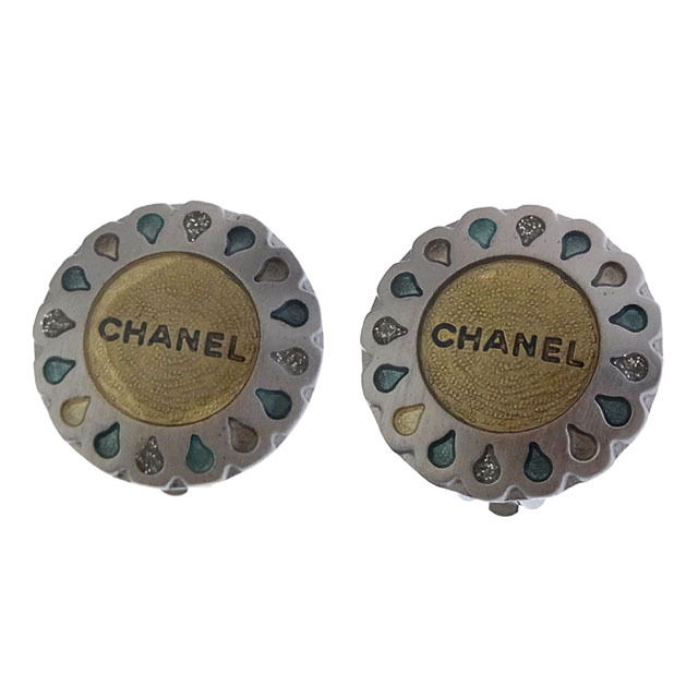 【スプリングセール30％OFF】シャネル イヤリング アクセサリー ヴィンテージ フラワーモチーフ シルバー×ベージュ×グリーン CHANEL 【シャネル】 t13940s 【中古】