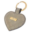 【スプリングセール】グッチ キーリング キーホルダー ロゴプレート付き ハートモチーフ グッチシマ ベージュ×ゴールド GUCCI 【グッチ】 t11502s ...