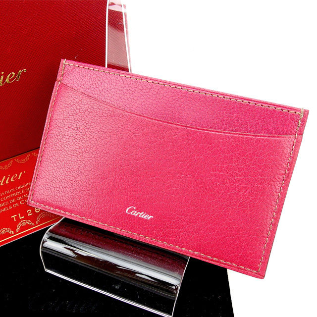 【スプリングセール30％OFF】カルティエ カードケース カード ピンク Cartier 【カルティエ】 t13677s 【中古】