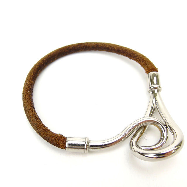 【ブラックフライデー30％OFFクーポン】エルメス ブレスレット アクセサリー ジャンボブレス ブラウン×シルバー レザ-×シルバ-素材 HERMES 【エルメス】 t11536s 【中古】 ブランド ハイブランド ヴィンテージ 送料無料