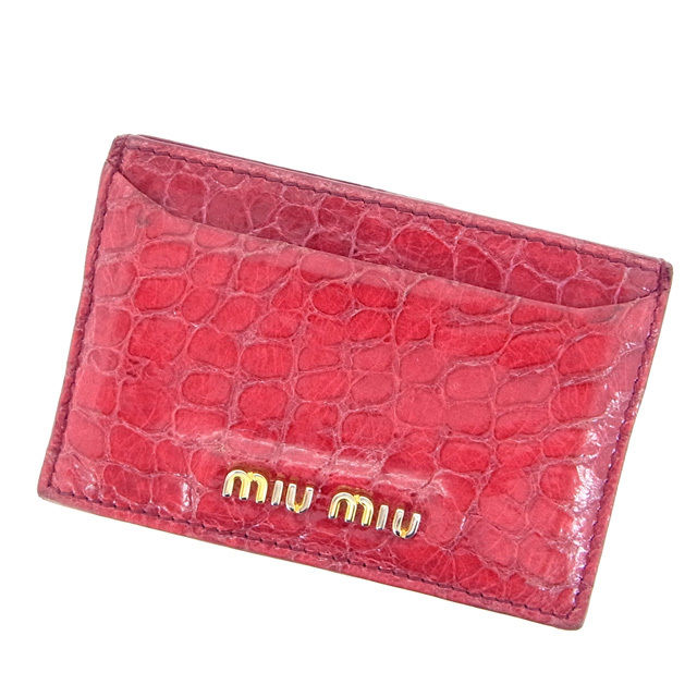 【スプリングセール30％OFF】ミュウミュウ miumiu 名刺入れ カードケース カード レディース レッド 【ミュウミュウ】 T12740 【中古】