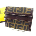 【スプリングセール】フェンディ 三つ折り財布 コンパクトサイズ Wフラップ ズッカ カーキ×ブラック×ブラウン FENDI 三つ折りサイフ サイフ 財布 折りタ...