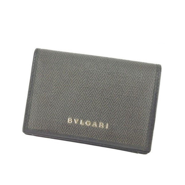 【スプリングセール30％OFF】ブルガリ BVLGARI 名刺入れ カードケース カード レディース ブラック×グレー 【ブルガリ】 T14274 【中古】