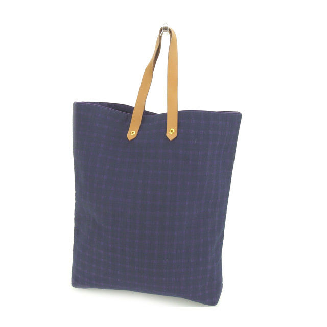 【スプリングセール】エルメス トートバッグ バック ハンドバッグ バック ネイビー×パープル×ベージュ HERMES 【エルメス】 t15695s 【中古】